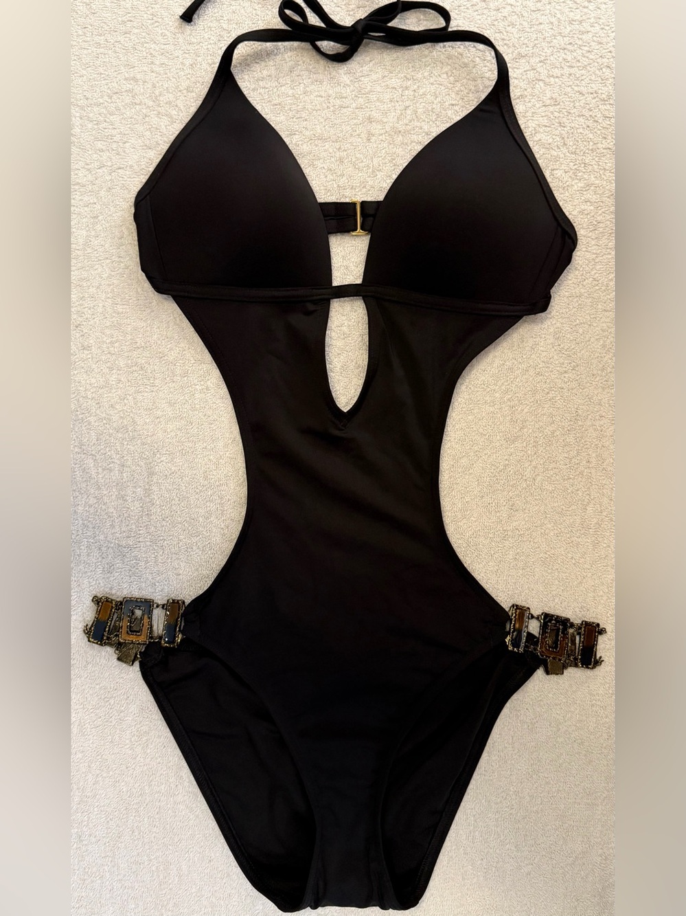 NWOT Victoria's Secret Limited Edition Monokini Swimsuit Halter Gold Link Sides
